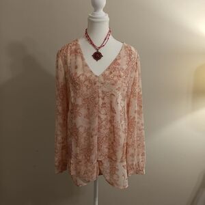 Chico's Size 1 Flounce-Front Paisley  Top